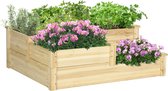 Outsunny - Plantenbak - met 3 Etages - Open Bodem - Dennenhout - Bruin