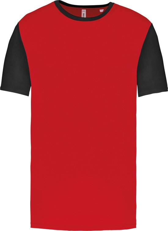 Tweekleurig herenshirt jersey met korte mouwen 'Proact' Red/Black - XS