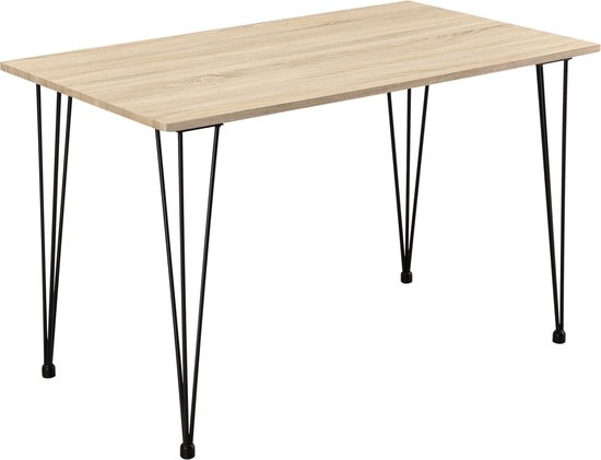 Eettafel Lyndon - 120x70x75 cm - MDF en Staal - Eikenkleurig - Elegante en Minimalistische Tafel