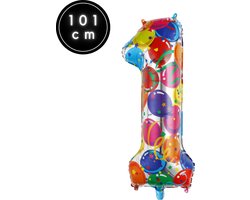 Fienosa Cijfer Ballonnen nummer 1 - Confetti patroon - 101 cm - XL Groot - Helium Ballon- Verjaardag Ballon - Carnaval Ballon - Leeftijd verjaardag - Verjaardagsballon - Verjaardag