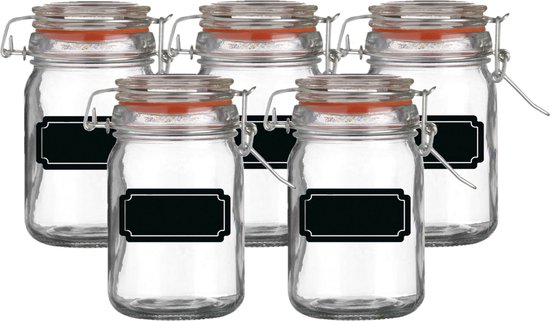 Weckpot/inmaakpot - 10x - 250 ml - glas - met beugelsluiting - incl. etiketten