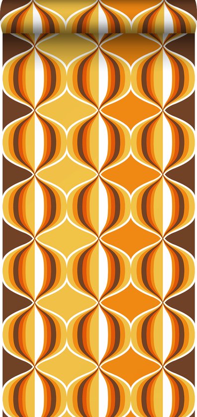 Sanders & Sanders behang retro ornamenten geel, bruin en oranje - 935269 - 0,53 x 10,05 m