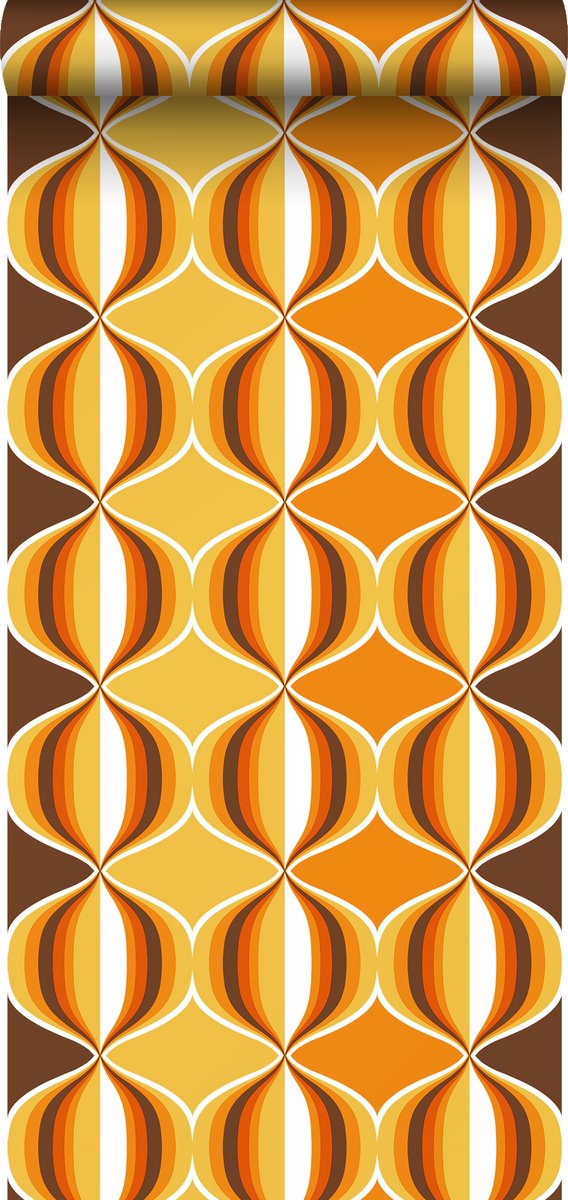 Sanders & Sanders behang retro ornamenten geel, bruin en oranje - 53 cm x 10.05 m - 935269