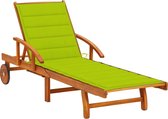 vidaXL Chaise longue avec coussin en bois d'acacia massif
