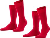FALKE Happy 2-Pack katoen multipack sokken heren rood - Matt 39-42