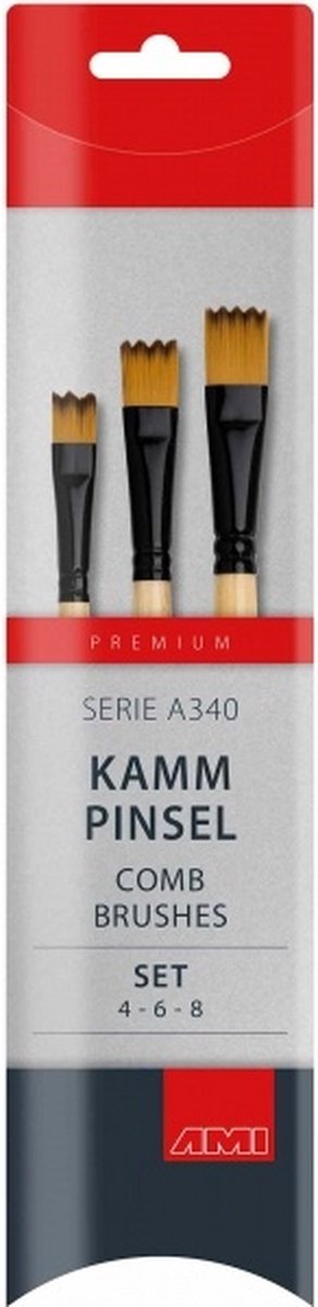 Ami Serie A340 kampenseel set 3 stuks voor olieverf en acrylverf met korte steel