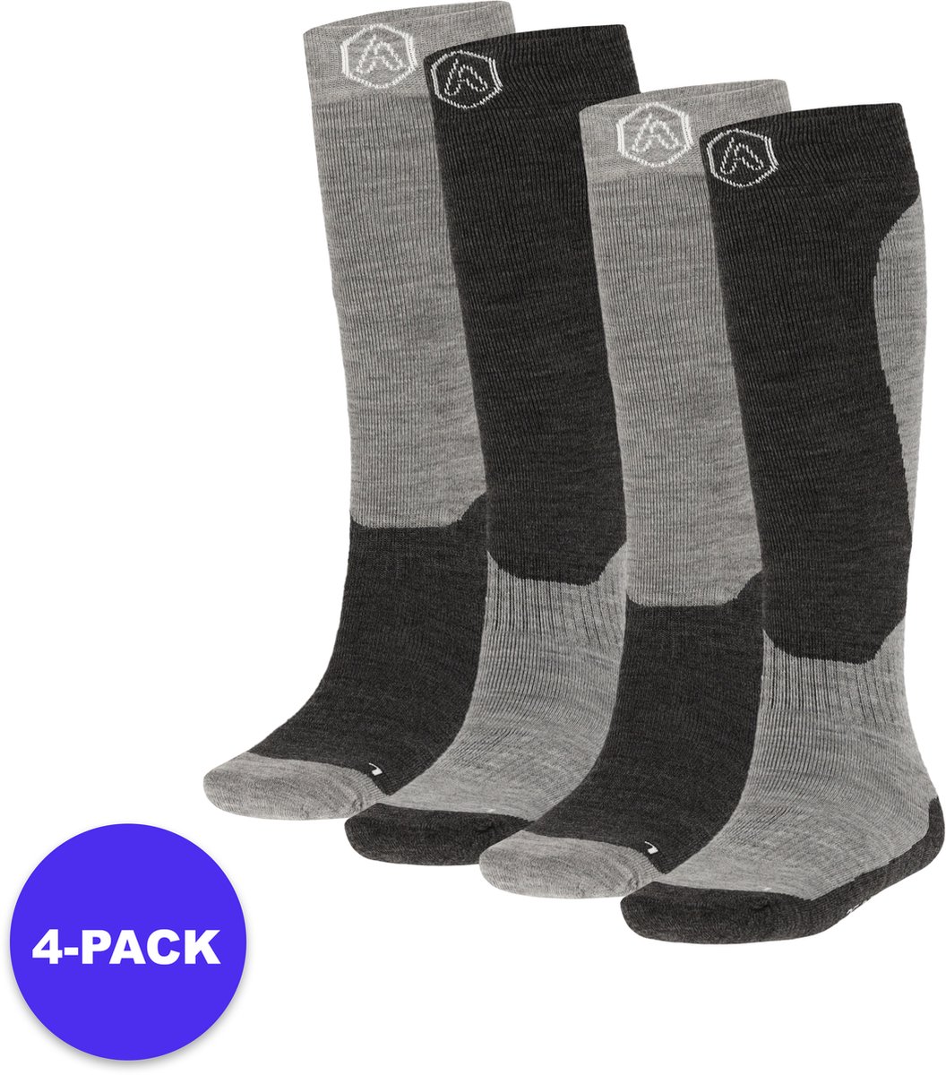Apollo Sports Skisokken Unisex Design – 4-Pack Voordeelpakket Grijs