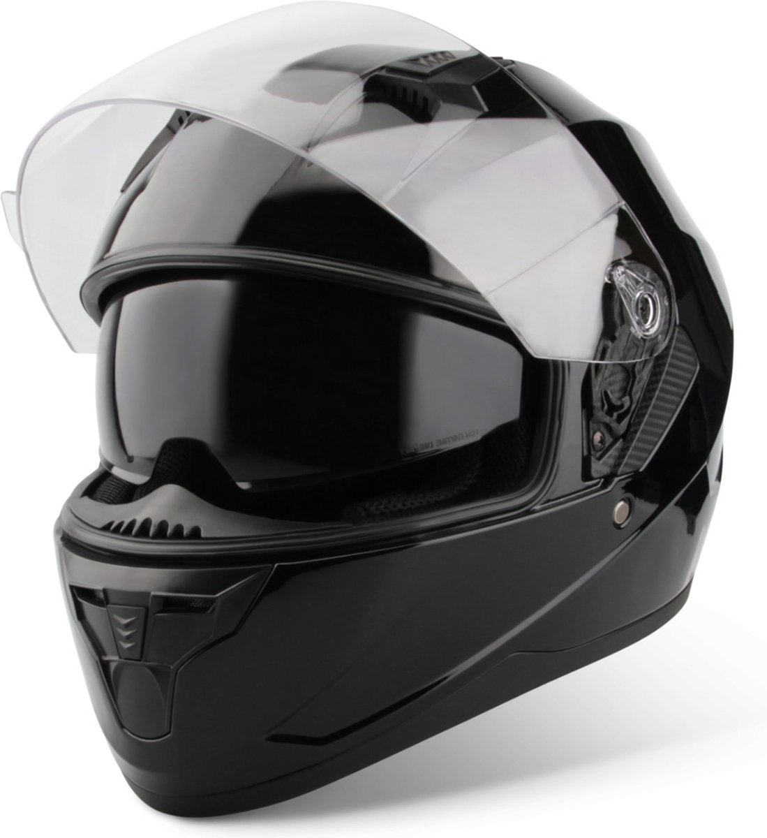 VINZ Kennet Integraalhelm met Zonnevizier / Motorhelm / Scooter helm / Brommerhelm – Zwart