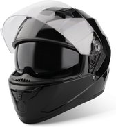 VINZ Kennet ECE 22.06 Integraalhelm met Zonnevizier / Motorhelm / Scooter helm / Brommerhelm – Zwart