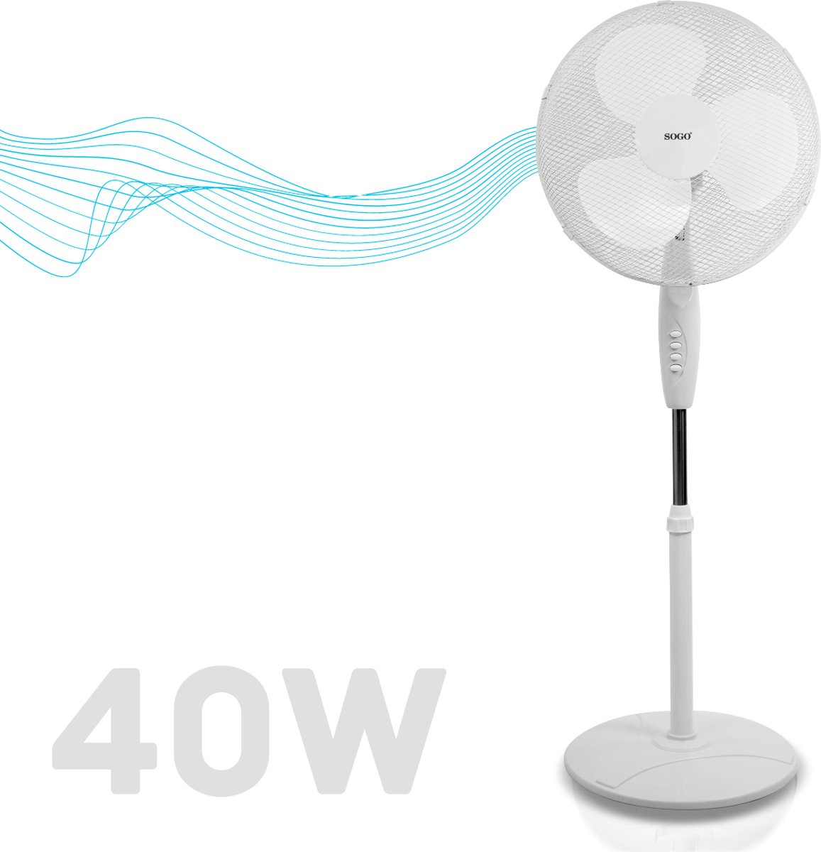 Ventilator - Wit - Ventilator staand - Statiefventilator - 40W