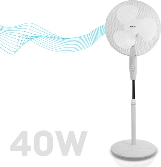Ventilator - Wit - Ventilator staand - Statiefventilator - 40W | bol