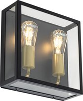 QAZQA rotterdam - Industriele Wandlamp voor buiten - 2 lichts - L 28 cm - Messing - Industrieel - Buitenverlichting