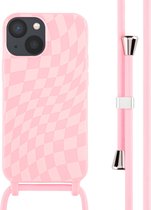 iMoshion Hoesje Geschikt voor iPhone 13 Mini Hoesje Met Koord - iMoshion Siliconen design hoesje met koord - Roze / Retro Pink