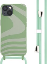 iPhone 13 Hoesje Met Koord - iMoshion Siliconen design hoesje met koord - Groen / Retro Green