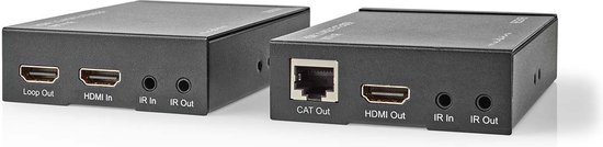 Nedis VREP3480AT, Émetteur et récepteur AV, 60 m, Avec fil, Anthracite