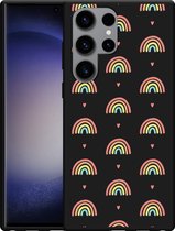 Cazy Hoesje Zwart geschikt voor Samsung Galaxy S23 Ultra Regenboog Patroon