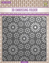 EF3D042 Nellie Snellen 3D Embossing Folder - square frame flower pattern - vierkant bloem - bloemen patroon