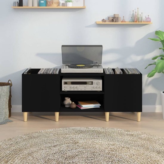 Platenkast 100x38x48 cm bewerkt hout artisanaal eikenkleur