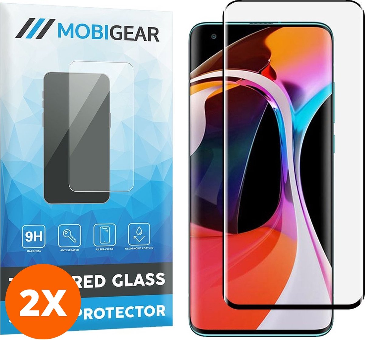 Mobigear Screenprotector geschikt voor Xiaomi Mi 10 Glazen | Mobigear Premium Screenprotector - Case Friendly - Zwart (2-Pack)