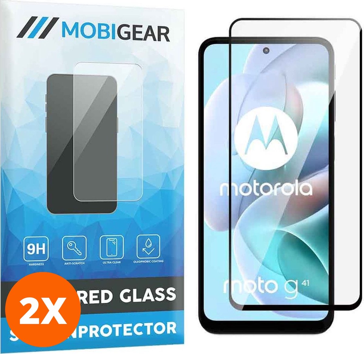 Mobigear Screenprotector geschikt voor Motorola Moto G41 Glazen | Mobigear Premium Screenprotector - Case Friendly - Zwart (2-Pack)