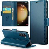 Samsung Galaxy S23 Plus Hoesje - HyperCase Book Cover Leer Blauw