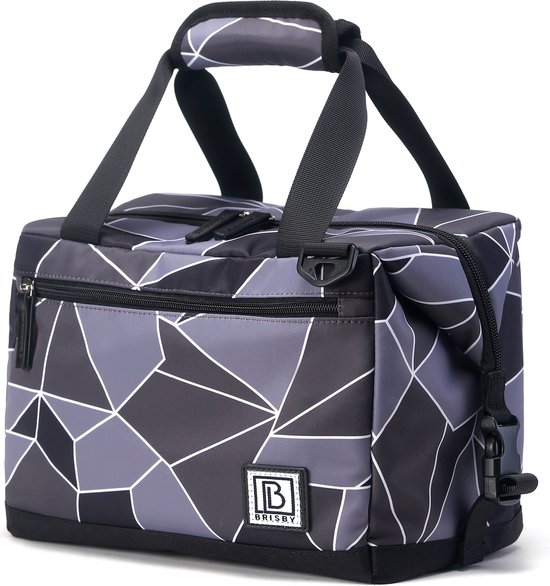 Brisby 4 Laags Geïsoleerde Koeltas - Lunchtas 12 Liter - Extra Ruimte Uitvouwbaar- Abstract Grijs en Zwart van Brisby — afbeelding 2