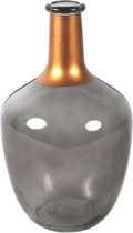 Countryfield Bloemenvaas Firm Big Bottle - transparant grijs/koper - glas - D15 x H25 cm