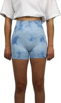 Gymhunterz - Sport Fitness short - Control Butt Lift short - Brede band taille - Sport Fitness short - Huidvriendelijk - Ademend, vochtafvoerend, sneldrogend, 4-way stretch, comfortabel - Kleur Lichtblauw - Maat L