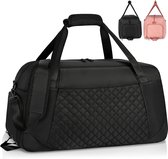 Women's Sports Bag 40 L Large Travel Bag Women's Weekender Swimming Bag Training Bag with Shoe Compartment Bag for Gym Fitness Holiday Overnight Yoga Dance Duffle Bag, black