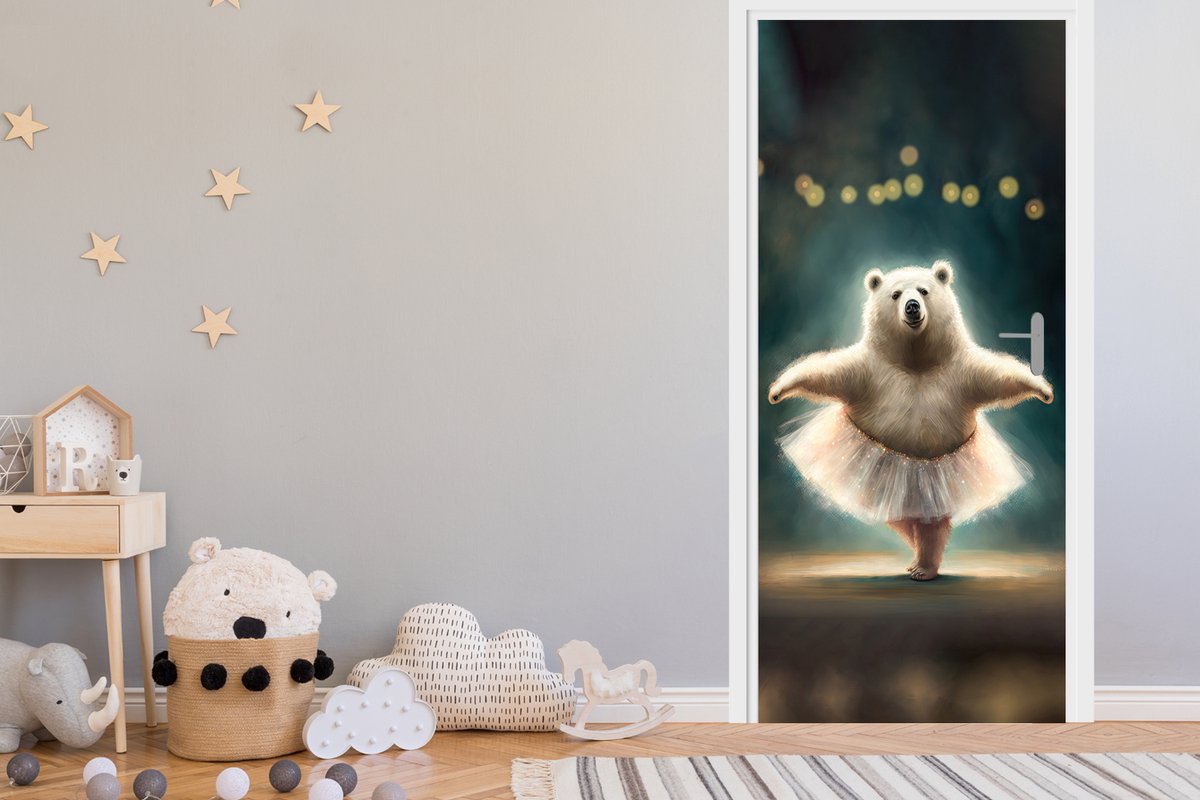 Deurposter 80x205 cm - Deursticker IJsbeer - Rok - Ballet - Portret - Dieren - Kids - Meub