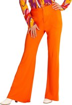 Widmann - Hippie Kostuum - Groovy Gwendolyn 70s Dames Broek, Oranje Vrouw - Oranje - Large / XL - Carnavalskleding - Verkleedkleding