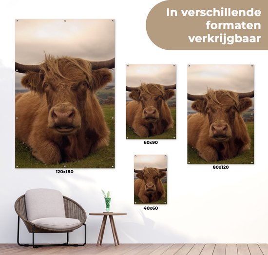Affiche de jardin - Toile de jardin - Posters de jardin extérieures - Highlander écossais - Animaux - Berg - 80x120 cm - Jardin