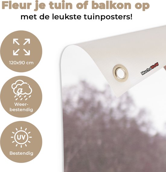 Affiche de jardin - Toile de jardin - Posters de jardin extérieur - Highlander écossais - Herbe - Clôture - 120x90 cm - Jardin