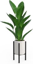Plantenstandaard van metaal, verstelbare bloempotstandaard, moderne bloempothouder voor binnen en buiten, bloemenstandaard voor 20-25 cm bloempot, zwart