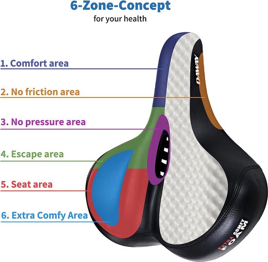 Selle De Vélo Extra Large Confort - Coussin Souple Pour VTT - Siège Noir Universel