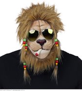 Widmann - Bob Marley & Reggae & Rasta Kostuum - Rasta Leeuw Jamaica Masker Met Zonnebril - Bruin - Carnavalskleding - Verkleedkleding