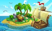 Fotobehang Pirate Treasure Island - Vliesbehang - 400 x 280 cm