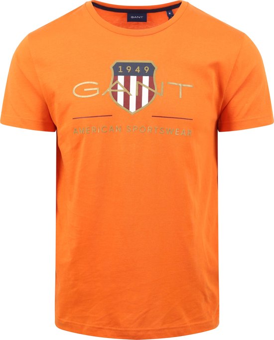 Gant - T-shirt Shield Logo Oranje - Heren - Maat M - Regular-fit