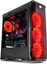 LC-POWER® Red Typhoon MIDITower ATX PC Case - Computer Behuizing - 4 Case Fans - Game PC - Gehard Glas - Zwart