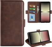 Sony Xperia 10 V Hoesje - MobyDefend Luxe Wallet Book Case (Sluiting Zijkant) - Bruin - GSM Hoesje - Telefoonhoesje Geschikt Voor Sony Xperia 10 V