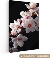 Canvas Schilderij Sakura - Bloemen - Bloesem takken - Botanisch - Wit - 40x60 cm - Wanddecoratie