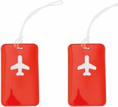 Kofferlabel van kunststof - 2x - rood - 11 x 7 cm - reiskoffer/handbagage labels