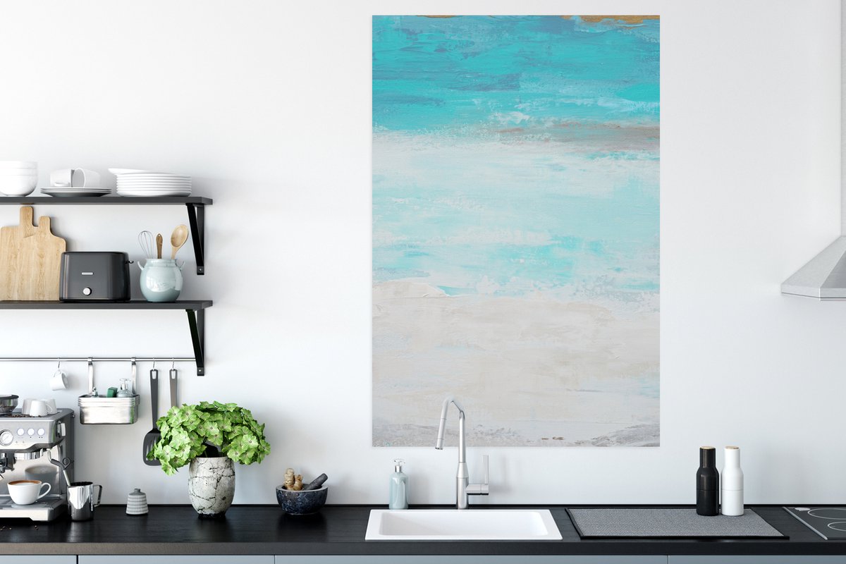 Poster Verf - Blauw - Wit - Kunst - 80x120 cm