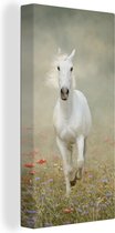 Tableau sur toile Cheval - Tissu - Fleurs - 80x160 cm - Décoration murale