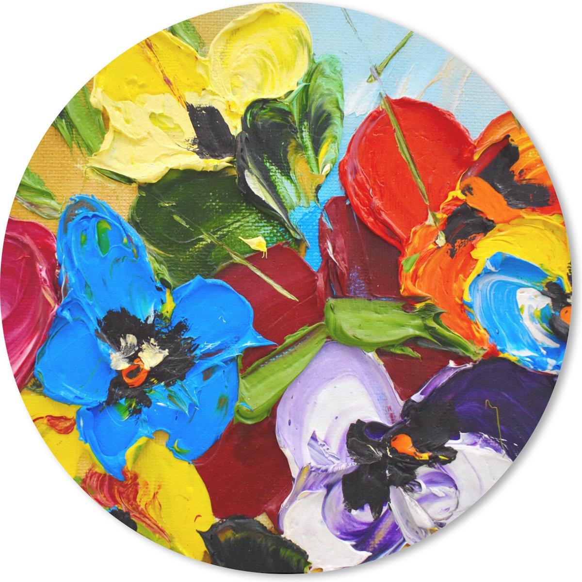 Muismat rond 50x50 cm - Mousepad Olieverf - Schilderij - Bloemen - Ronde muismatten
