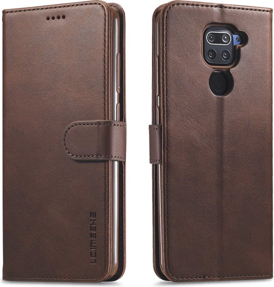 Coque Xiaomi Redmi Note 9 - Étui livre de Luxe - Marron foncé