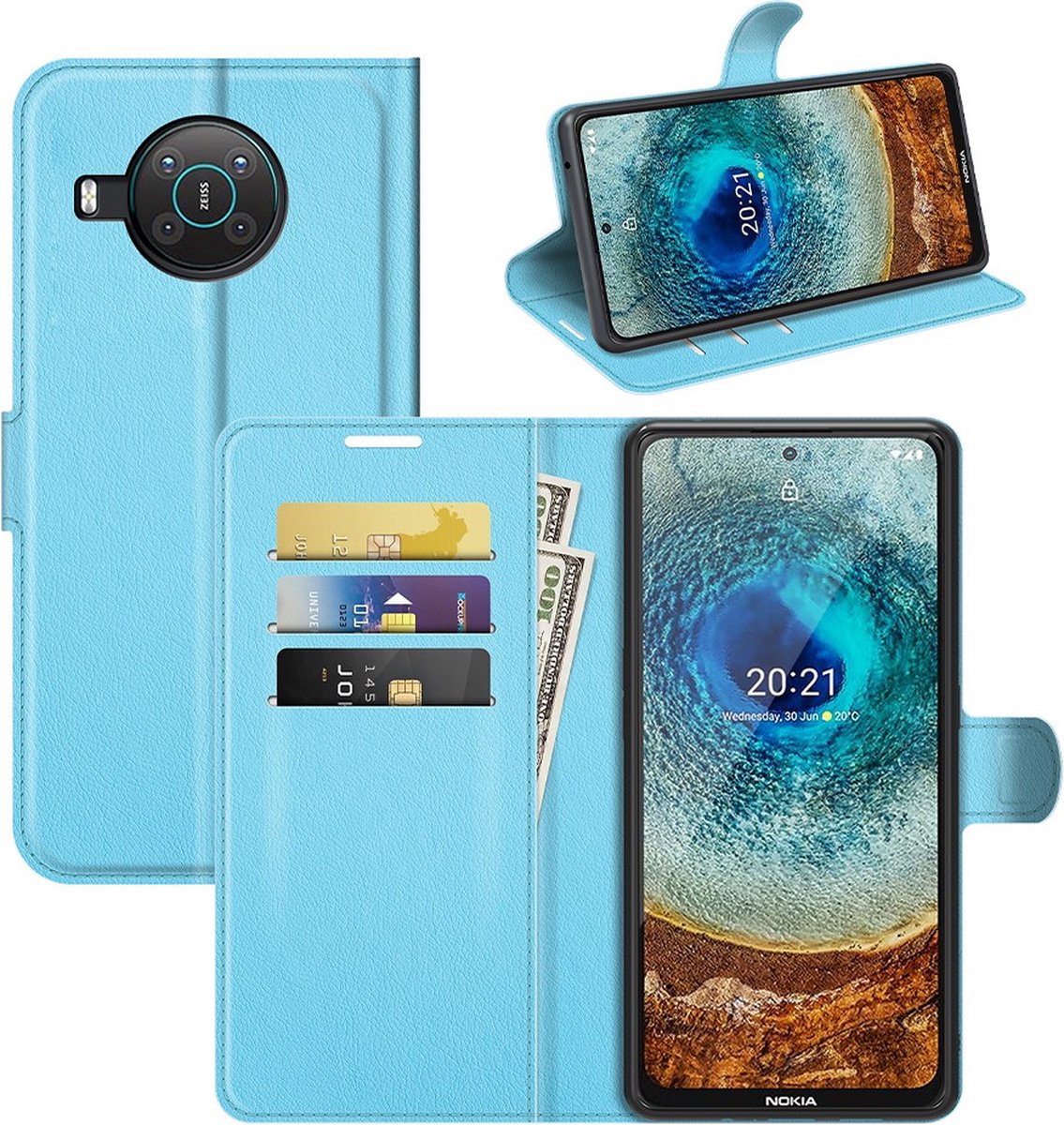 Coverup Book Case Geschikt voor Nokia X10 / X20 Hoesje - Lichtblauw