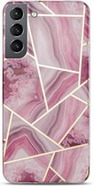 Coverup Marble Design TPU Back Cover - Geschikt voor Samsung Galaxy S23 Plus Hoesje - Marmer / Roze