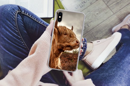 Coque iPhone Xs - Scottish Highlander - Arbuste - Bruyère - Siliconen