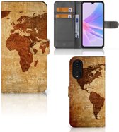 Telefoonhoesje OPPO A78 5G | A58 5G Wallet Bookcase Wereldkaart